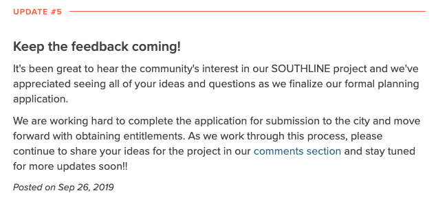 SouthLine Project Lull Update