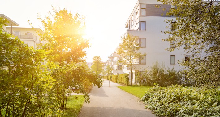Modern building in summer